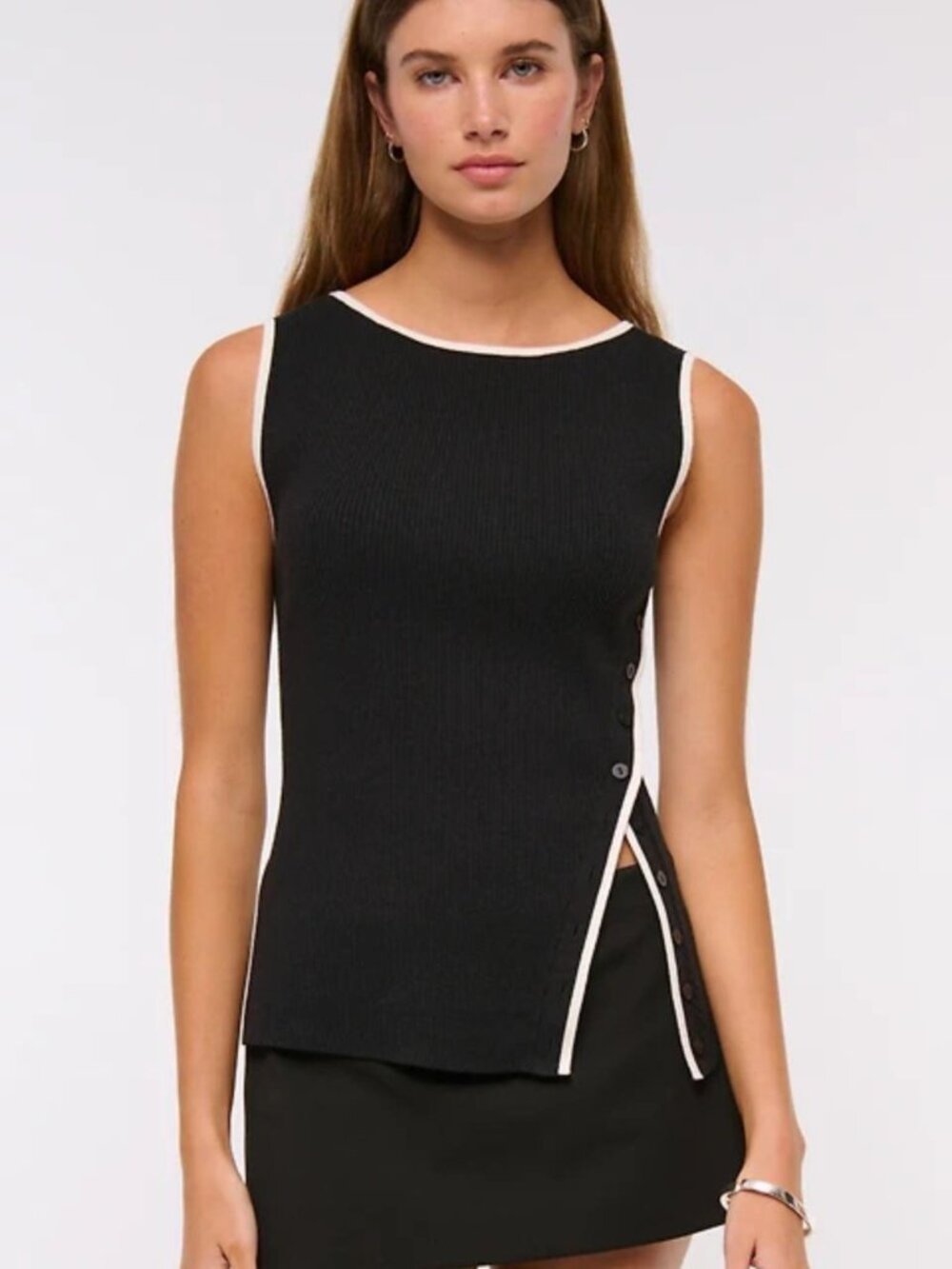 Abercrombie & Fitch Men's Black and White Tank